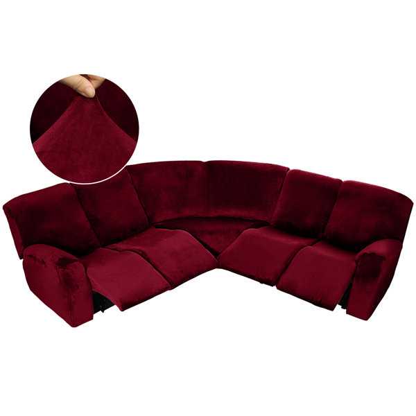 Latitude Run® Velvet Stretch 7Piece Sectional Sofa CoversReclining